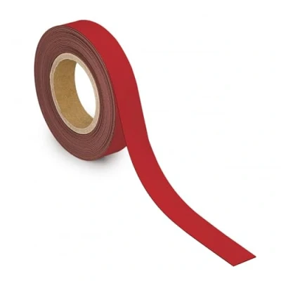 Abbildung von MAUL Kennzeichnungsband 30mm x 1mm Beschriftbares Band mit magnetischer Rückseite Vielseitig anwendbar in Büro, Werkstatt, Lager und Küche Individuell zuschneidbar 10m Länge Rot