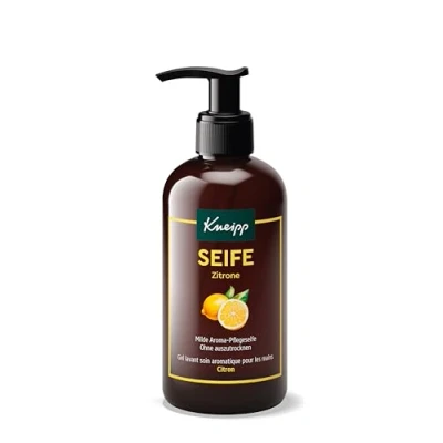 Abbildung von Kneipp milde Aroma Pflegeseife Zitrone, Lisea Cubeba, Seife für eine antibakterielle Handreinigung, natürliche ätherische Öle ein besonderes Dufterlebnis, 250 ml