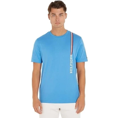 Abbildung von Tommy Hilfiger Herren T Shirt Kurzarm Rundhalsausschnitt, Blau (Iconic Blue), XS