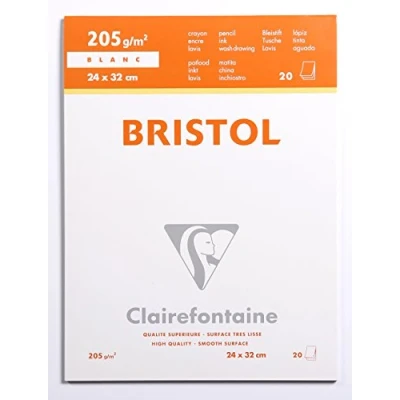 Abbildung von Clairefontaine 96170C Bristolkarton Block, 24 x 32 cm, 205 g, 20 Blatt Packung, weiß