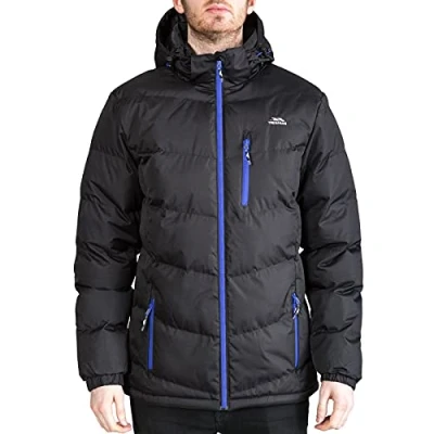 Abbildung von Trespass Herren Warme Gepolsterte Wasserdichte Regenjacke Mit Abnehmbarer Kapuze BLUSTERY, Black, M, MAJKCAK20004_BLKM