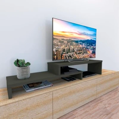 Abbildung von Henor TV Schrank verstellbare Leiter FSC® Holz 110+110 x 35 30/15 cm Graphit