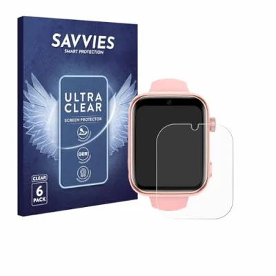 Abbildung von Savvies 6 Stück Schutzfolie für Akumaka 4G Kids Smartwatch Displayschutz Folie Ultra Transparent