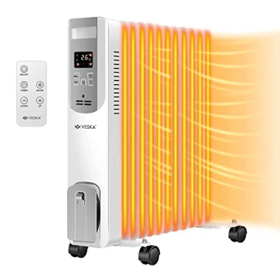 Abbildung von VESKA Heizkörper Ölradiator 2500W Elektro Heizung mit Fernbedienung, Timer, Thermostat, Abschaltautomatik, Überhitzungsschutz 2500 Watt