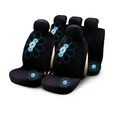 Abbildung von Bottari 29017 Sitzbezüge My Spring Flower mit Hellblauen Blumen, 9 Teile, Schwarz