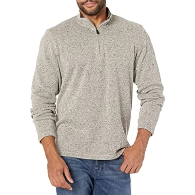 Abbildung von Wrangler Authentics Herren Langärmeliges Fleece mit Viertelreißverschluss Pullover, Hellgrau, Small