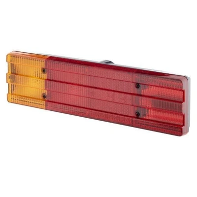 Abbildung von HELLA 2VA 004 887 031 Rückleuchte links P21W, R10W schwarz 12, 24 ohne Glühlampen mit Lampenträger MERCEDES BENZ: T2/LN1 Kipper