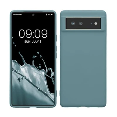 Abbildung von kwmobile Hülle kompatibel mit Google Pixel 6 weiches TPU Silikon Case Cover geeignet für kabelloses Laden Antique Stone