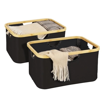 Abbildung von WENKO Wäschekorb &quot;Ecori, faltbar&quot;, (Set, 2 St.), Textilien 100% recyceltem Polyester,Rahmen FSC zertifiziertem Bambus