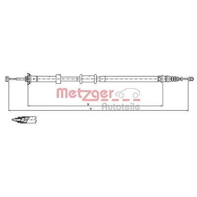 Abbildung von METZGER 12.0726 Handbremsseil hinten rechts 1506/1291 COFLE FIAT: Panda II Schrägheck, 500 C Cabrio