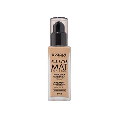 Abbildung von Deborah Milano Flüssig Grundierung Extra Mat Perfection SPF 20, 3.3 Gold, langanhaltender Matteffekt, feuchtigkeitsspendende und mattierende Formel, kein Transfer, hohe Abdeckung, verleiht eine