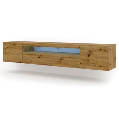 Abbildung von BIM Furniture Lowboard TV Schrank Aura 200 cm Hängend oder Stehen universal Unterschrank Fernsehschrank Board Sideboard HiFi Tisch Hängender (Artisan Eiche mit LED)