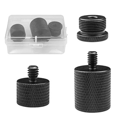 Abbildung von 3 Stk Mikrofonständer Adapter, 1/4, 5/8 Mic Stand Adapter Gewinde Stativ 1/4 Buchse auf Stecker, Männlich Schrauben für Mikrofon Ständer (Schwarz)