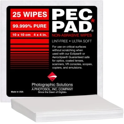 Abbildung von PEC PAD Lint Free Wipes 4x4 Non Abrasive Ultra Soft Cloth for Cleaning Sensitive Surfaces like Camera, Lens, Filters, Film, Scanners, Telescopes, Microscopes, Binoculars. (25 Sheets Per/Pkg)
