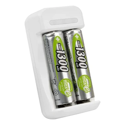 Abbildung von Ansmann Akku Ladegerät AA AAA für 1 2 NiMH Akkus Basic mit Akkuladegerät Timer &amp; automatischer Abschaltung wiederaufladbare Batterien inkl. Mignon Accus 1300mAh