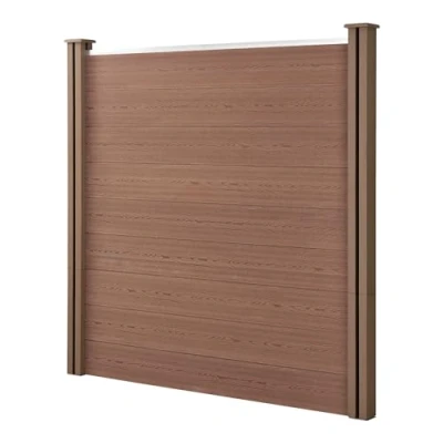 Abbildung von neu.holz WPC Gartenzaun mit Pfosten 180x180cm Braun Sichtschutz Windschutz Lamellenzaun Zaun