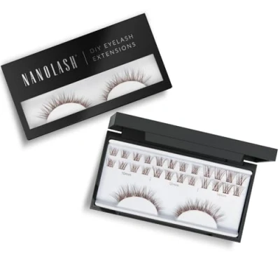 Abbildung von Cluster Wimpern zur DIY Wimpernverlängerung zu Hause Nanolash 36 Stück Extension selber machen,Wimpernverlängerung DIY, Falsche (Braun, CLASSY)