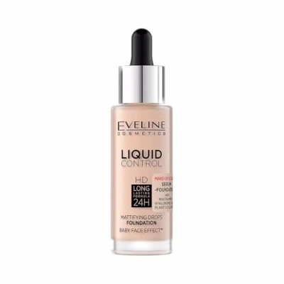 Abbildung von Eveline Cosmetics Liquid Control HD Flüssige Foundation mit Niacinamid Nr. 055 Honey, Feuchtigkeitsspendendes &amp; Langanhaltendes Make up