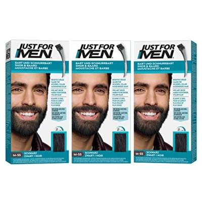 Abbildung von Just For Men M55 Pflege Brush In Color Gel für Bart, Schnurrbart, Natur Schwarz, 3er Pack