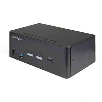 Abbildung von StarTech.com 2 Port Dual Monitor HDMI KVM Switch 4K 60Hz UHD HDR Desktop 2.0 mit USB 3.0 Hub (5 Gbit/s) und 4X HID, Audio Hotkey Switching TAA (SV231DHU34K6)