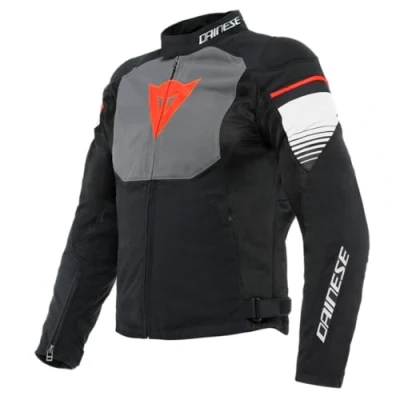 Abbildung von Dainese Air Fast Tex Jacket, Sommer Motorradjacke, Quickdry Gewebe, Weiche Schulter Und Ellbogenprotektoren, Motorradjacke Für Herren, Schwarz/Grau/Weiß, 50