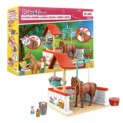 Abbildung von Craze Bibi und Tina Spielzeug Reiterhof Waschplatz Kinder Spielset mit Spielfiguren Figuren ab 3 Jahre Martinshof Washing Amadeus 20975