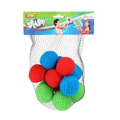 Abbildung von Toi Toys Wiederverwendbare Wasserbomben Splash 12 Stück Ø 5 cm Wasserbälle Set im Netztasche Wasserspielzeug Kinder Wasserschlacht Pool Spielzeug, Schwimmbad, Meer, Strandspielzeug