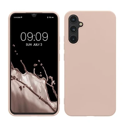 Abbildung von kwmobile Hülle kompatibel mit Samsung Galaxy A34 5G weiches TPU Silikon Case Cover geeignet für kabelloses Laden Coconut Swirl