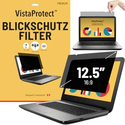 Abbildung von VistaProtect Premium Blickschutzfilter &amp; Anti Blaulichtfilter, Privacy Filter Blue Light Blickschutzfolie für Laptops Notebooks (12.5″ Zoll)
