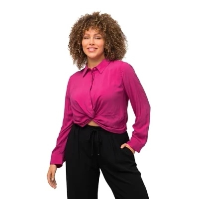 Abbildung von Ulla Popken NŒUD Fantaisie Coupe Courte Manches LO Bluse, Damen, Größe: 42/44, Rose fuchsia