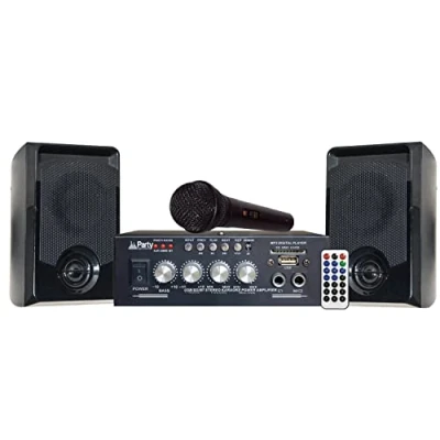 Abbildung von PARTY KA100 Karaoke Set mit 1 Verstärker (2x50W), Mikrofon und 2 Lautsprechern (2x50W) USB, Bluetooth SD Schwarz