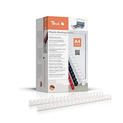 Abbildung von Peach Plastikbinderücken A4 20mm 175 Blatt 100 Stück weiß PB420 01