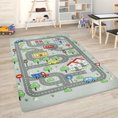 Abbildung von Paco Home Kinderteppich &quot;Chicos 559&quot;, rechteckig, Flachgewebe, Straßen Spiel Teppich, Kinderzimmer