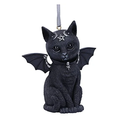 Abbildung von Nemesis Now Cult Cuties Malpuss Hängeornament 9,2 cm, Kunstharz, schwarz, geflügelte okkulte Katze, Fledermauskatze, aus feinstem Harz gegossen, sorgfältig handbemalt