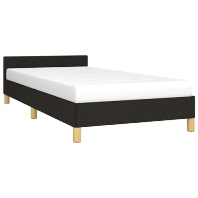 Abbildung von vidaXL Bettgestell mit Kopfteil, Bettrahmen Lattenrost, Bett Polsterbett Stützbeinen, Schlafzimmerbett Einzelbett, Schwarz 100x200cm Stoff