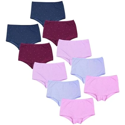 Abbildung von TupTam Mädchen Slips mit Aufdruck 10er Pack, Farbe: Shorts/Pünktchen Lila Dunkelblau Rosa Weinrot Violett, Größe: 152 158