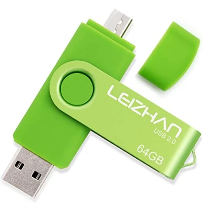 Abbildung von leizhan 64GB Micro USB 3.0 Stick Speicherstick Dual Flash Laufwerk mit Anschluss für Android Smartphone Tablets &amp; Computer (64GB,Grün)