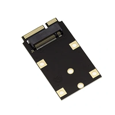 Abbildung von KALEA INFORMATIQUE M2 M Key auf miniPCIe Adapter, um eine M.2 Karte an einem Mini PCIe Full Size Port zu montieren.