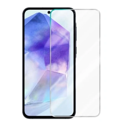 Abbildung von Cadorabo 3x Panzerfolie kompatibel mit Samsung A55 Schutzfolie in KRISTALL KLAR 3er Pack Gehärtetes (Tempered) Display Schutzglas 9H Härte 3D Touch Kompatibilität