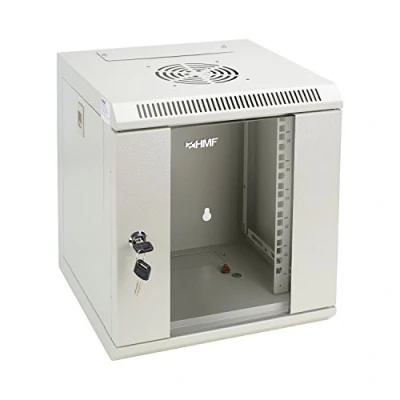 Abbildung von HMF 63306 07 Serverschrank 10 Zoll, 6 HE, Netzwerkschrank, Wandschrank, 10&quot;, 31,2 x 30 35 cm, Voll Montiert, lichtgrau