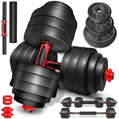 Abbildung von RE:SPORT 2 in 1 Hanteln Set 15 30kg Hantelset verstellbar Kurzhantel &amp; Langhantel Sternverschlüsse Verbindungsrohr (40 kg)