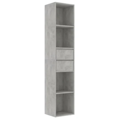 Abbildung von vidaXL Bücherregal mit 4 Regalböden 2 Schubladen Standregal Büroregal Wandregal Schrank Aktenregal Regal Betongrau 36x30x171cm Holzwerkstoff