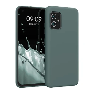 Abbildung von kwmobile Hülle kompatibel mit ASUS Zenfone 8 weiches TPU Silikon Case Cover geeignet für kabelloses Laden Tannengrün