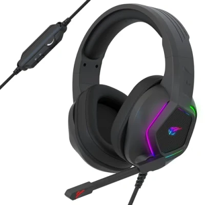 Abbildung von Strex Gaming Headset mit Mikrofon &amp; RGB Beleuchtung 7.1 Surround Sound geeignet für PC / PS4 PS5 Xbox