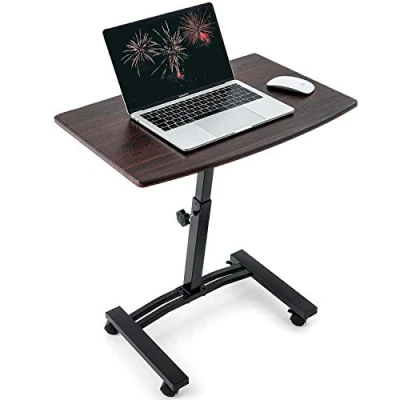 Abbildung von Tatkraft Salute Laptoptisch auf Rollen, Notebook Tisch höhenverstellbar, Schön Guter Qualität Beistelltisch, Tischplatte 60x40 cm, MDF Holz Nussbaumfarbenen, Stahl, Stabil und Solide
