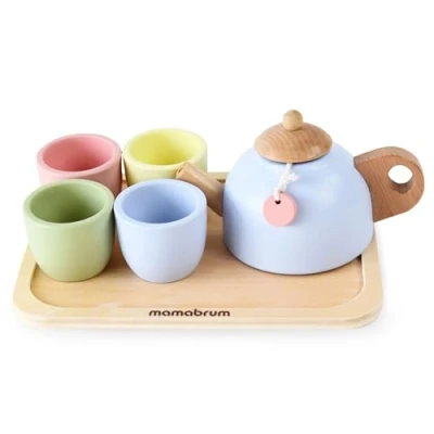 Abbildung von Mamabrum Kinder Küchenset Teeservice aus Holz mit Tablett 7 Teilig