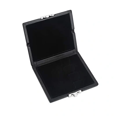 Abbildung von PU Lederbezug Schwarz Fagott Reed Container Box Case mit Schlitzen für die Aufbewahrung von 3 Stück Schilf Fagottliebhaber