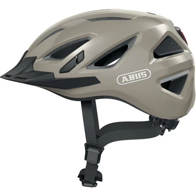 Abbildung von ABUS Stadthelm Urban I 3.0 Fahrradhelm mit Rücklicht, Schirm und Magnetverschluss für Damen Herren Grau Glänzend, Größe S, S (51 55 cm)