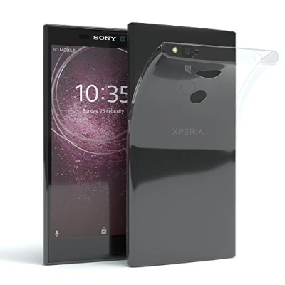 Abbildung von EAZY CASE Hülle kompatibel mit Sony Xperia XA2 Schutzhülle Silikon, Ultra dünn, Slimcover, Handyhülle, Silikonhülle, Backcover, Durchsichtig, Klar Transparent