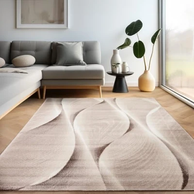 Abbildung von Designteppich Ombre Design, Carpettex, Läufer, Höhe: 12 mm, Modern Kurzflor Teppich Wohnzimmer Wellen Holz Optik versch. größe